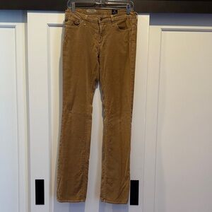 AG The Ballad Slim Boot Corduroy Pants Women’s 28R Camel Tan Made in USA